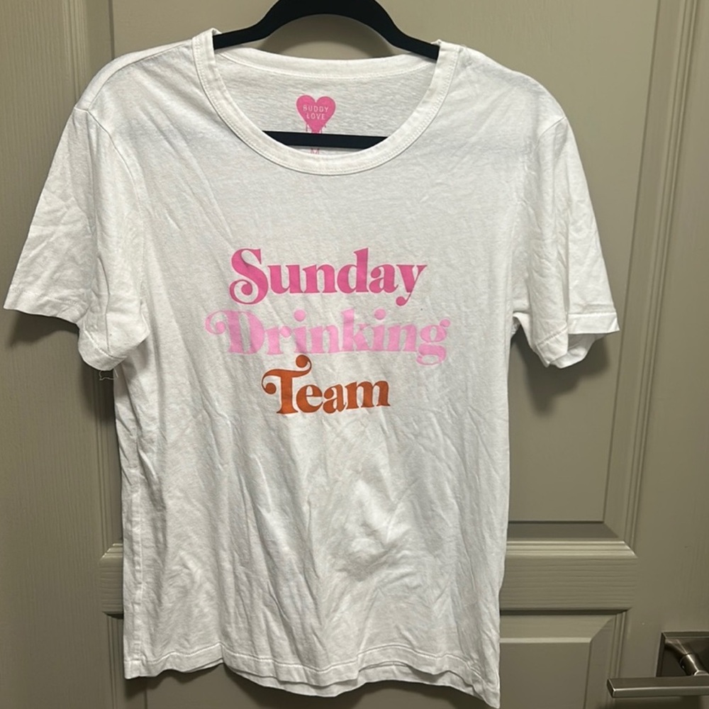 Buddy Love White Tee with Pink and Orange Print